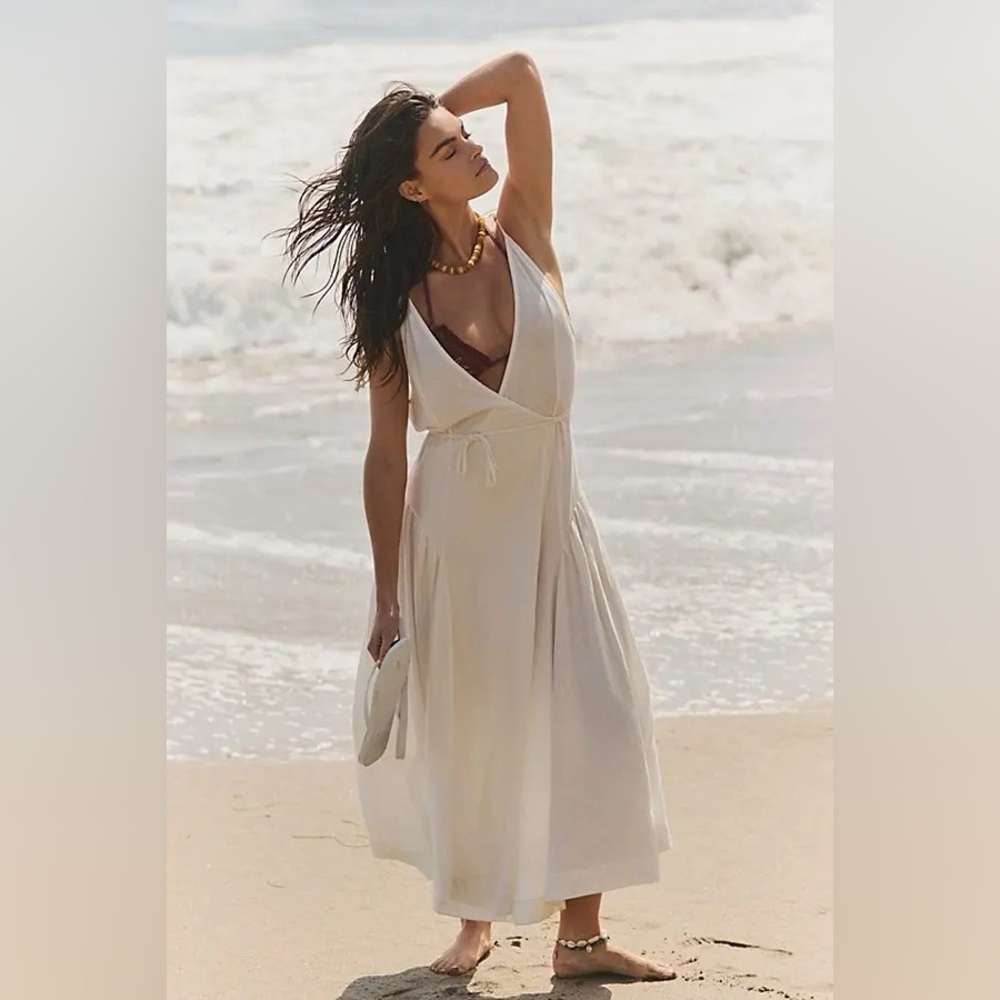 Free People Free-est Maisie Midi Wrap Dress White NWOT